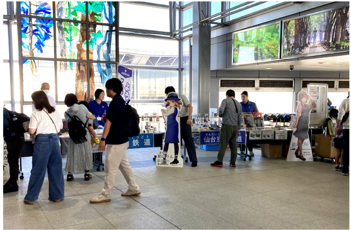 仙台空港鉄道、阿武隈急行、山形鉄道のグッズ販売ブース